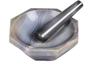 VIGAN 1PCS Agata Naturale Mortaio Laboratorio Antiusura Agata Mortaio 40MM con rettifica Rod