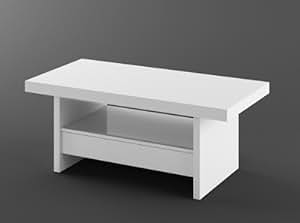 Couchtisch Wohnzimmertisch weiß hochglanz höhenverstellbar: Amazon.de