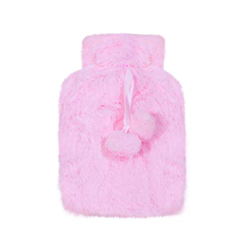 Kanlin1986 Botella De Agua Caliente, Bolsa De Agua Caliente Transparente Con Funda De Felpa De Lujo SúPer Suave, Terapia De FríO Y Calor Para Aliviar El Dolor Y Mantener Caliente (Pink)