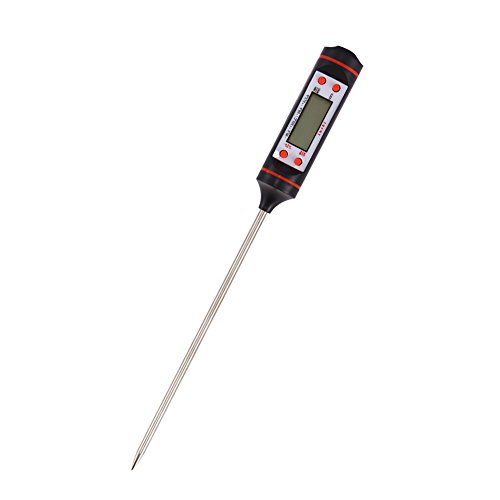 Demiawaking Digital LCD Haushaltsthermometer, Kochthermometer, Küchenthermometer, Einstichthermometer, sofort lesen, lange Sonde, Korrosionsschutz, ideale für Braten, Kochen, Grillen/BBQ, Backen, Baby-Ernährung usw