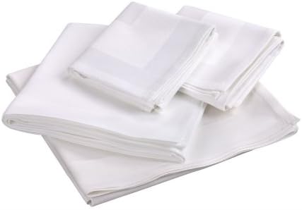 Fleuresse9820 Coloured 1000 Damask Tablecloth with Satin Band Design 130 x 190 cm White