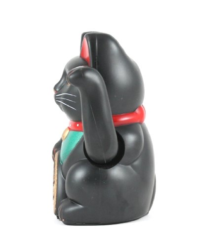 6″ Winkende Glückskatze – Maneki Neko Katze (Schwarz) - 2