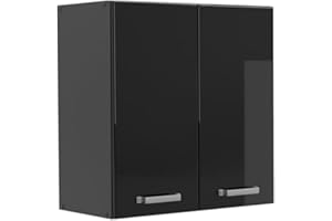 ‎VICCO Vicco R-Line Wall Mounted Kitchen Cabinet 60cm High Gloss Black Charcoal