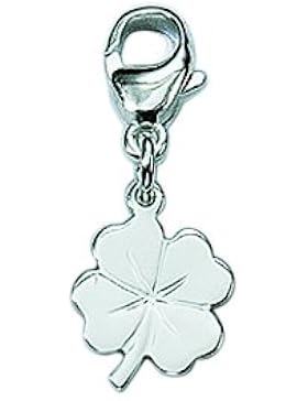 Silber 925 Sterling Silver Charms - Anhänger - Kleeblatt - B. 10,2 mm - H. 10,7 mm