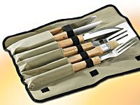 Rosenstein & Söhne Hochwertiges Grillbesteck, 5-teilig mit Tasche - 3