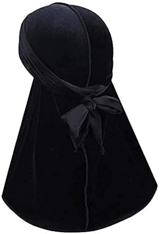 Lot De 2 Durags En Velours 360 Vagues - Queue Longue 106cm Pour Hommes/Femmes | Noir Et Blanc