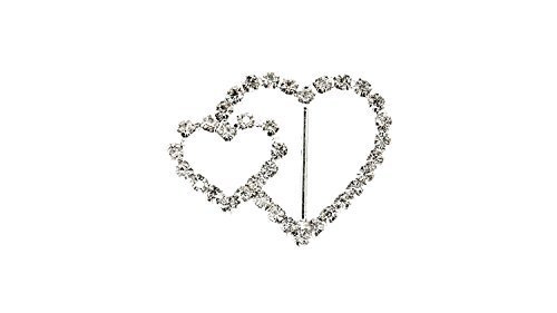Strassstein Verbunden Herzen Kristall Diamant Schnalle Schieber Verzierung für Schleifen Party-einladungen Hochzeitskarten or Buchstaben Mode-accessoires - 37mm x 27mm (approx) - Silbern, 10 Sliders