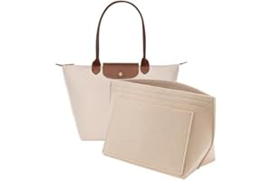 Wisebom Organiseur de Sacs Longchamp, Feutre Multi-Poches, Poche Intérieure Téléphone Clés Tasse (Beige, M)