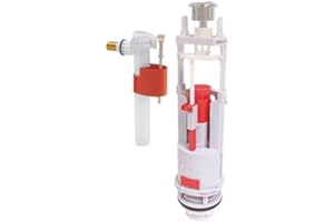 SOMATHERM FOR YOU, Chasse d'eau de WC à étrier double poussoir NF avec robinet latéral, installation facile, réglable de 190 à 300 mm, joint silicone anti-calcaire, 10 ans de garantie