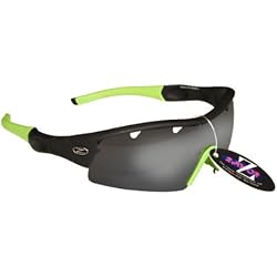 Rayzor professionnel léger UV400 Noir Sport Wrap Tir à l'arc Lunettes de soleil, avec un 1 Piece ventilé fumé miroir anti-éblouissement Lens.