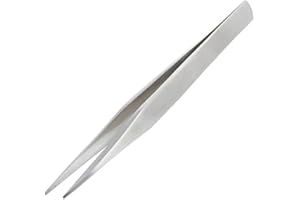 Solid/Rigid Arms Tweezers (Non-Flex), Squared Off fine Tips, 125mm, Stainless Steel. Made in Japan. ENGINEER pt-17, Nickel