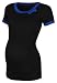 Happy Mama. Women's Maternity Nursing Double Layer T-shirt Contrast Detail. 996p (Black & Royal Blue, UK 8/10, M)