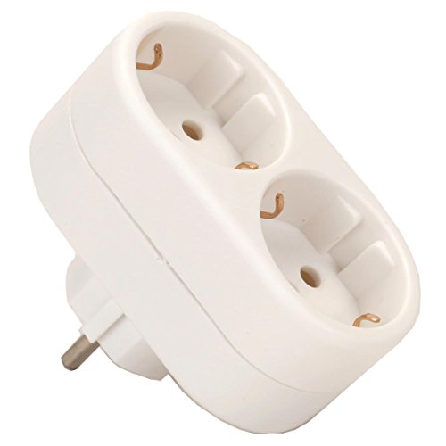Preisvergleich Produktbild Doppel Schukostecker Steckdose Adapter weiß Multistecker Strom Verteiler