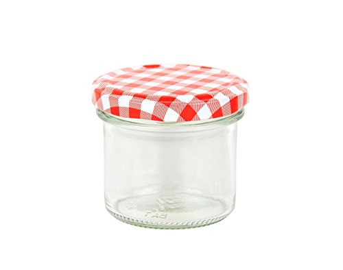 48er Set Sturzgläser 125 ml mit rot weiß kariertem Deckel To 66 inkl. Diamant Gelierzauber Rezeptheft Marmeladengläser Einmachgläser Einweckgläser - 2