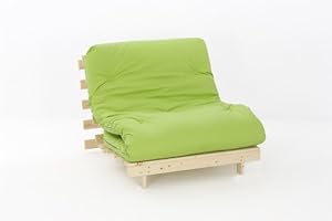 Comfy Living 3ft LUXURY Single (90cm) Wooden Futon Set with PREMIUM LUXURY Lime Mattress
