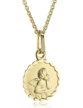Xaana Kinder und Jugendliche-Anhänger Schutzengel 10 mm 8 Karat (333) Gelbgold + 925 Silberkette vergoldet AMZ0212