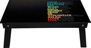 Enigmatic Woodworks Large Multi-Purpose Wooden Bed Table, Portable & Easy to Store, Foldable Laptop/Study Table, Made in India (Black Color) (Think Positively Theme Black Color)