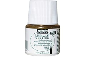 LIVEMOOR Pebeo Vitrail - Peinture pour verre - Différentes couleurs - Bouteilles de 45 ml (Blanc)