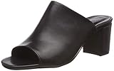  PIECES Damen PSMELA Leather Mule Peeptoe Sandalen, Schwarz Black, 37 EU