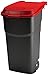 Produktbild rotho 4510102027 Mülltonne mit Klappdeckel und Rollen aus Kunststoff PP, Abfall-/Roll eimer, 100 L, schwarz / rot