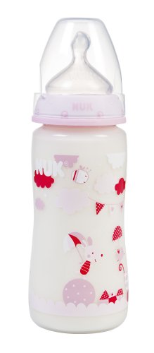 NUK First Choice 710407 Feeding Bottle 300 ml with Suction Teat Size 1 / M (Age 0 to 6 Months) Pink