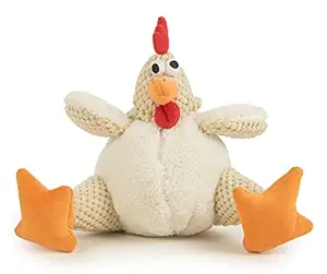 goDog Checkers 770882 Fat White Rooster with Chew Guard Technology Tough Plush Dog Toy
