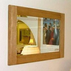 Yabbyou Small Solid Oak Mirror 60cm x 60cm Square Mirror