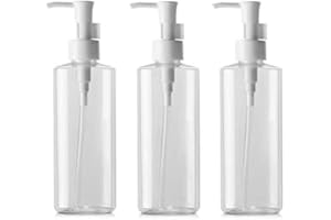 FOUTP 3 Pièces Ovales Transparent Flacon Vide Pet 50ml/100ml Pompe Cosmétique Bouteilles Vides Pompe Doseuse avec Clip pour Cosmétique Une Utilisation Savon Lotion Gel Huile Essentielle (50ml)