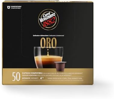 Caffè Vergnano 1882 - 50 Capsule - Caffè Compostabili e Compatibili con Nespresso, Oro - Pack da 50 capsule