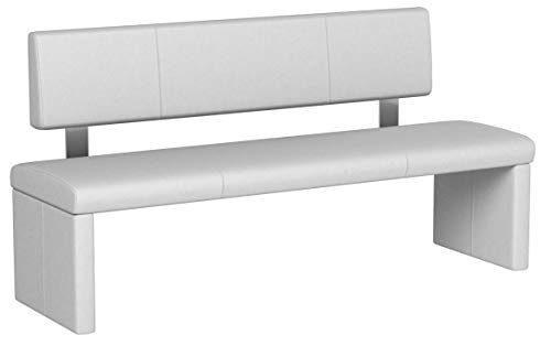 Cavadore Sitzbank „Charisse“ India Weiß / Moderne, gepolsterte Bank mit Lehne / Kunstleder-Bank weiß / Maße inkl. Lehne: 160 x 54 x 83 cm (B x T x H) - 11