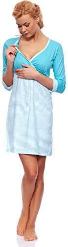 Cornette Premamá Camisón Lactancia Vestido de Casa Mujer 652/06 (Turquesa, M)