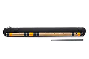 Radhe Flutes Bamboo Bansuri C Natural Right Handed Middle Octave With Hard Cover And Mineral Oil