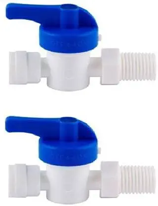 MG WATER SOLUTION 2pc 1/4? Plastic Inlet Ball Valve for 1/4 inch Pipe Tubing RO Water Purifier Inlet Ball Valve Coupling Set