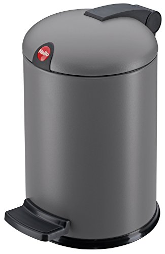 Hailo 0704-890, Design S, Tret-Kosmetikeimer, 4 Liter, stahlblech grau matt