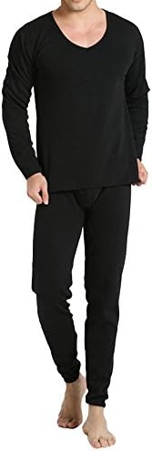 Louis Rouse Men's Warmth Microfiber Fleece Lined Thermal Underwear 2pc Set (L, Black)