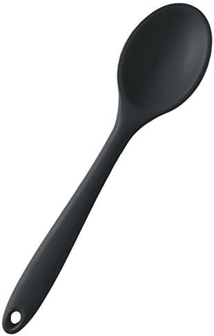 StarpackBasic Silicone Spoon for Cooking - Dishwasher Safe Mixing Spoon for Baking - Rubber Spoon with Heat Resistance up to 480°F - Hygienic Mixing Spoon for Cooking & Serving (Gray Black)