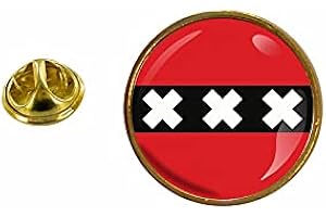 Akachafactory - Spilla in pino, motivo: bandiera Amsterdam rotonda