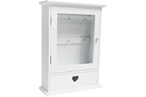 ‎DRULINE DRULINE Schluesselkasten mit Schublade Vintage Schlüsselkasten Holz Schlüsselkasten Landhaus Schlüsselschrank Holz Schlüsselhalter Shabby Chic Schlüsselablage Flur Schlüsselkästchen Holz Schlüsselbox