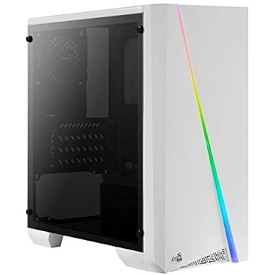 Aerocool Cylon Mini - Boîtier PC Micro ATX blanc, RGB 13, Fenêtre, Ventilateur 8cm