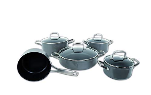 Arcos Séries Endura - Set de Casseroles 5 pièces (1 Pettite Casserole Anti-adhésive + 4 Casserole Anti-adhésive) - Forged Aluminium - Manche Acier Inoxydable - Couleur Noir