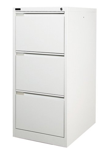3 Drawer White Steel Filing Cabinet 62D x 47W x 101.5H (cm)
