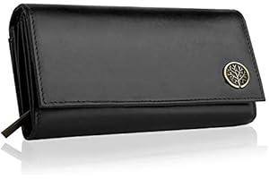 Betlewski® skórzany portfel damski CLASSIC z prawdziwej skóry | z ochroną RFID | idealny na prezent dla niej | kolor: czarny