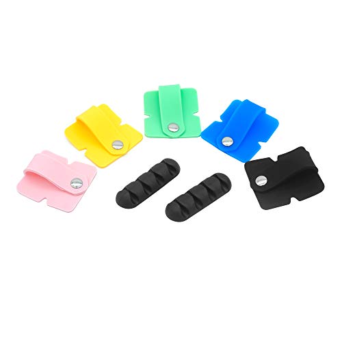 5 soportes organizadores para auriculares y auriculares, correas para auriculares, enrollador para auriculares y cable de gestión de cables, evita que los cables y cables USB se enreden