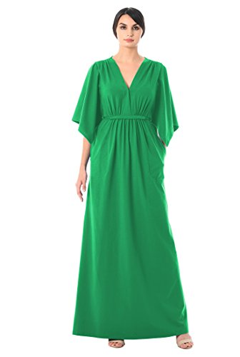Eshakti Womens Split Kimono Sleeve Cotton Knit Maxi Dress