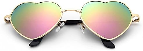 MOHAWK Ladies Heart Shape Metal Frame Designer Sunglasses UV400 (Pink Mirror)