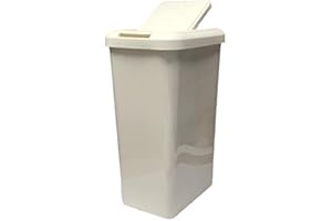 45L RECTANGLE KITCHEN BIN KetoPlastics 45 Litre Touch Top Kitchen Bin Rubbish Paper Waste Can Dustbin Rectangle Plastic (Cream)