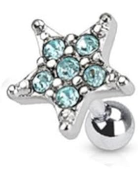 Paula & Fritz® Ohr Cartilage Hantel aus Edelstahl Chirurgenstahl 316L Stern au...