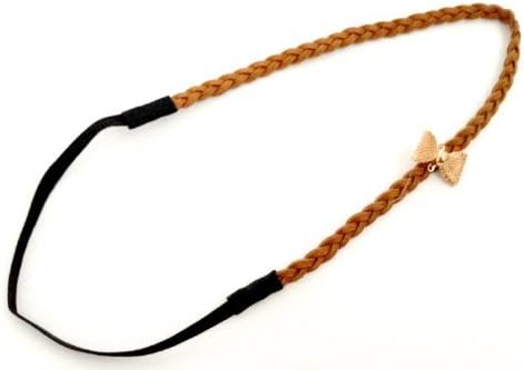 Ban. 62 –  – Headband Hair Accessories Hair Band, Faux Suede Camel Woven Bow Tie – Gold