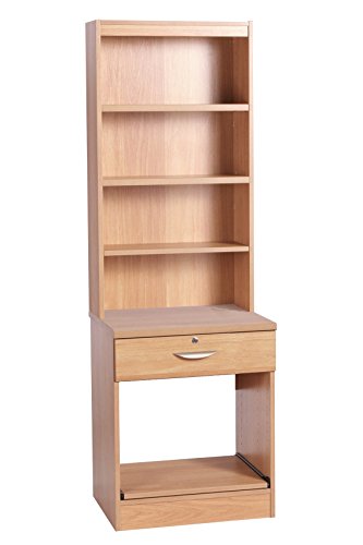 Home Office Furniture UK Desk with Drawer Shelf Stand for Printer HUTCH, Wood, Classic Oak, Wood Grain Profile, 2-Piece