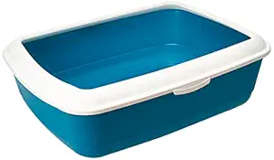 Trixie Classic Cat Litter Tray with Rim, Petrol/White, 580 Gram